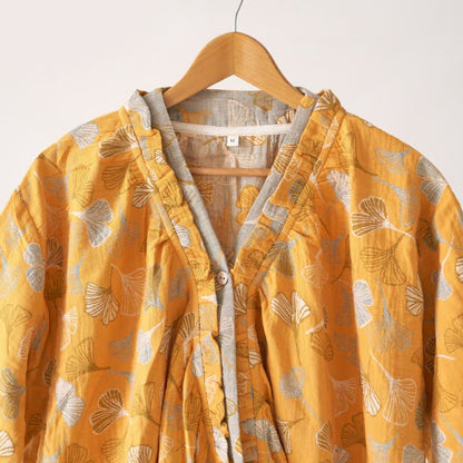 Ownkoti Ginkgo Leaf Ruffled Cotton Nightdress - image 4