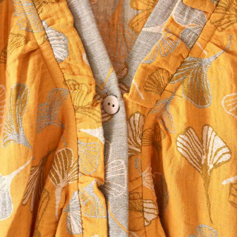 Ownkoti Ginkgo Leaf Ruffled Cotton Nightdress - image 6