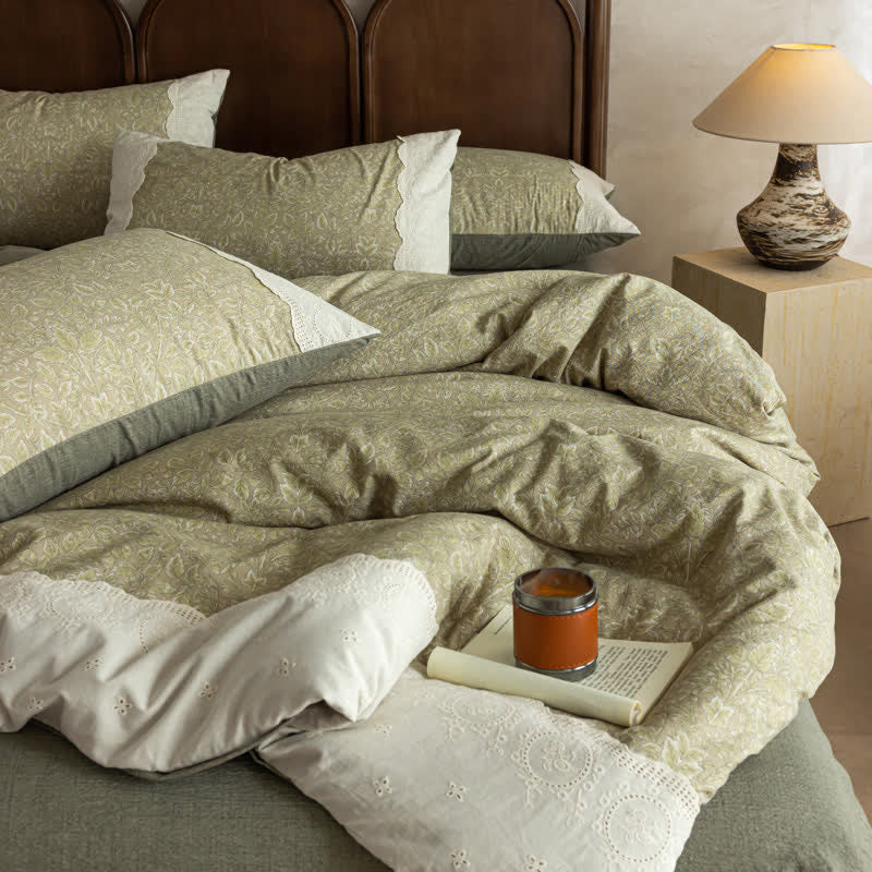 Ownkoti Sage Green Linen-Cotton Toile Bedding Set(4PCS) - King - image 2