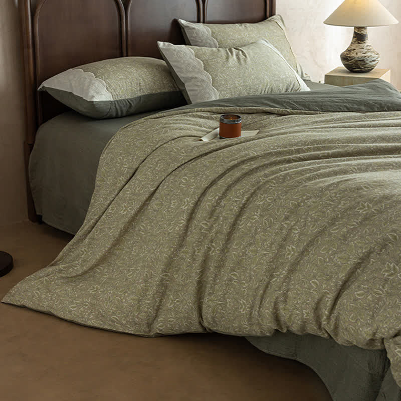 Ownkoti Sage Green Linen-Cotton Toile Bedding Set(4PCS) - image 3