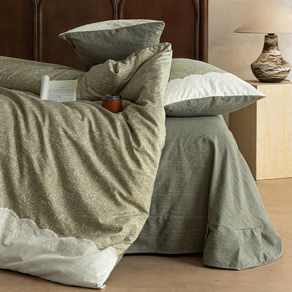 Ownkoti Sage Green Linen-Cotton Toile Bedding Set(4PCS) - image 1