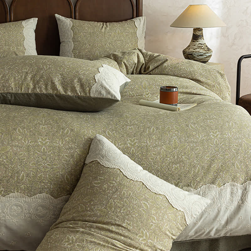 Ownkoti Sage Green Linen-Cotton Toile Bedding Set(4PCS) - image 4