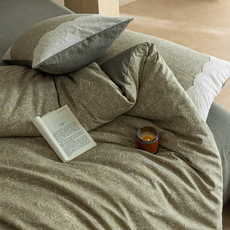 Ownkoti Sage Green Linen-Cotton Toile Bedding Set(4PCS) - image 5