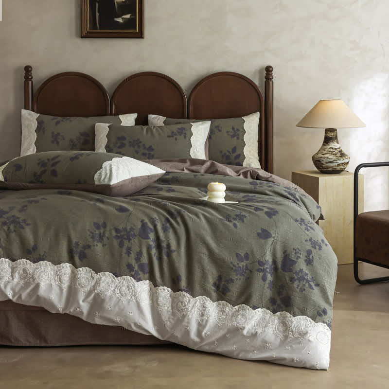 Ownkoti Retro Cotton Linen Duvet Cover Bedding Set(4PCS) - King - image 0