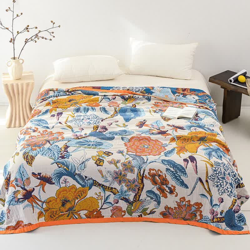 Ownkoti Flourishing Floral Cotton Gauze Reversible Quilt - King - image 0