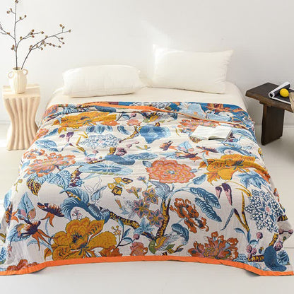 Ownkoti Flourishing Floral Cotton Gauze Reversible Quilt - King - image 0