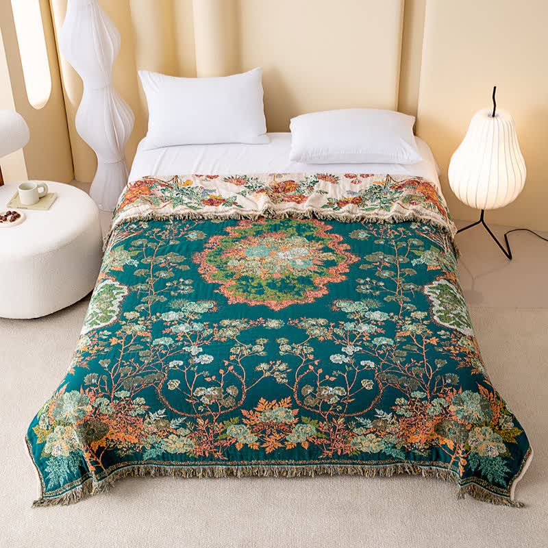 Ownkoti Floral Bouquet Cotton Gauze Tassel Quilt - image 1