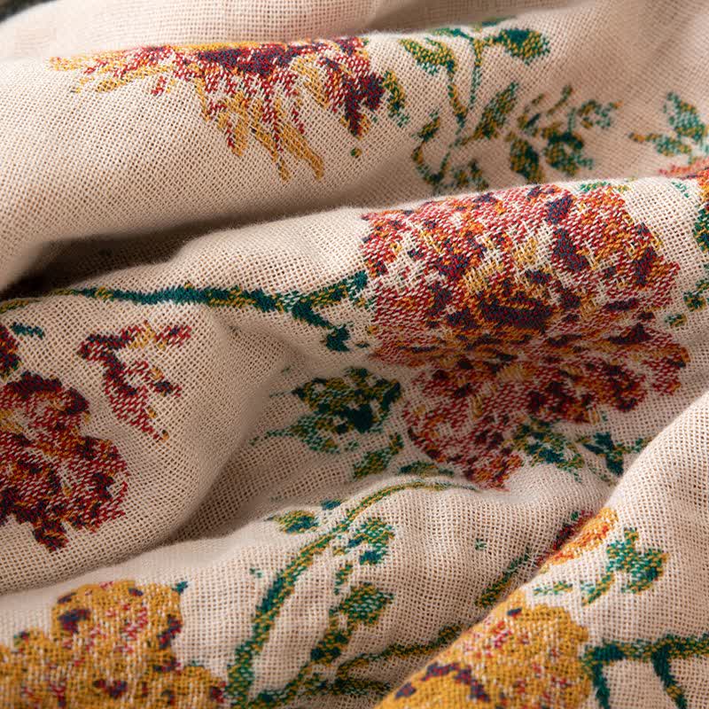 Ownkoti Floral Bouquet Cotton Gauze Tassel Quilt - image 3