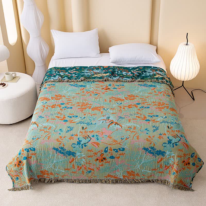 Ownkoti Rainforest Plant Cotton Gauze Tassel Quilt - image 1