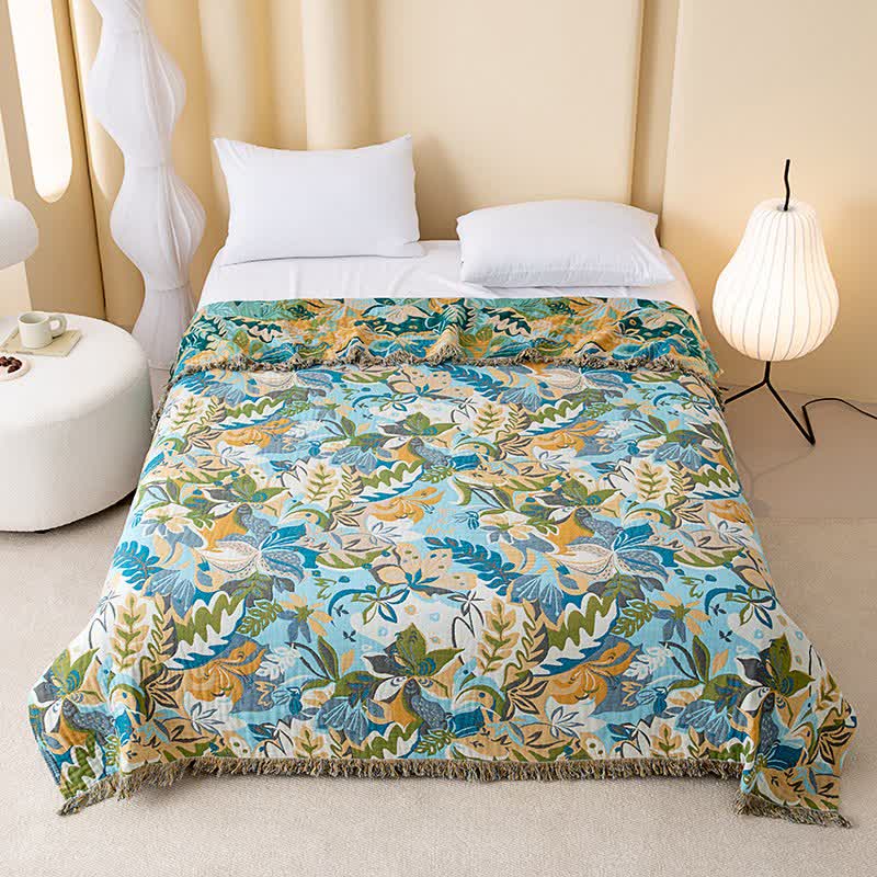 Ownkoti Abstract Art Leaf Cotton Gauze Quilt - King - image 0