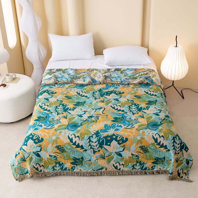 Ownkoti Abstract Art Leaf Cotton Gauze Quilt - image 1