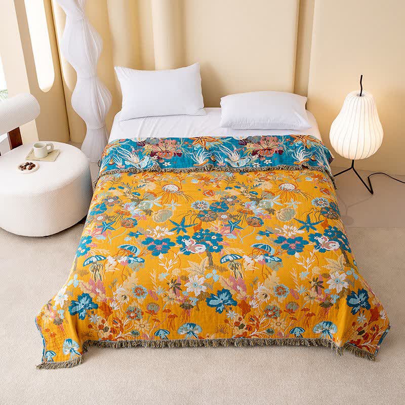 Ownkoti Whimsical Floral Cotton Gauze Tassel Quilt - image 1