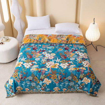 Ownkoti Whimsical Floral Cotton Gauze Tassel Quilt - King - image 0