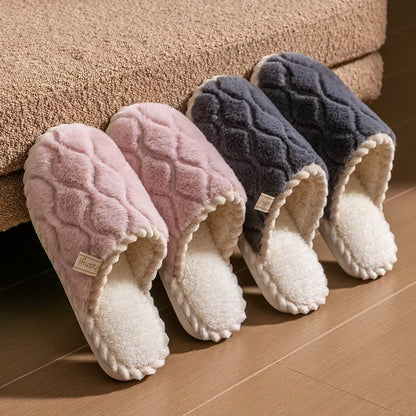 Ownkoti Wavy Textured Closed-Toe Plush Warm Slippers - image 1