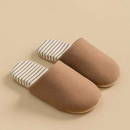Ownkoti Striped Sole Plush-Lined House Slippers - Brown - 2XL - image 2