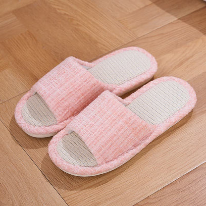 Ownkoti Solid Color Linen House Slippers - Pink - L - image 4
