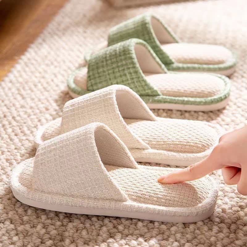 Ownkoti Solid Color Linen House Slippers - image 1
