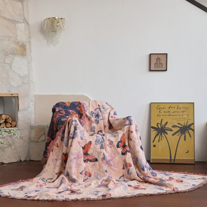 Ownkoti Elegant Butterfly Tassel Cotton Blanket - image 1