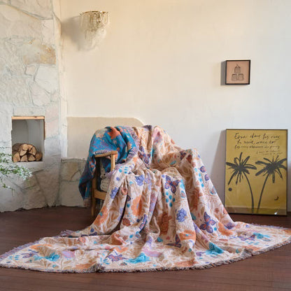 Ownkoti Pastoral Butterfly Cotton Tassel Blanket - 90"W x 98"L - image 0