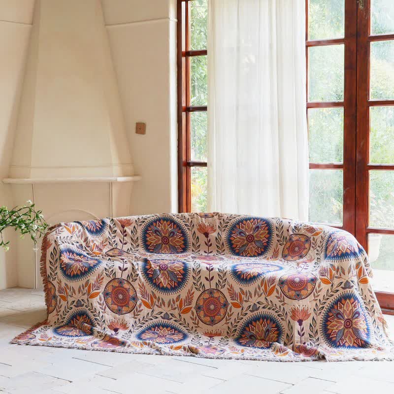 Ownkoti Floral Medallion Cotton Tassel Blanket - image 1