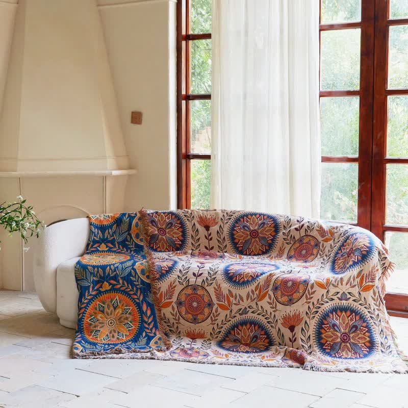 Ownkoti Floral Medallion Cotton Tassel Blanket - image 2