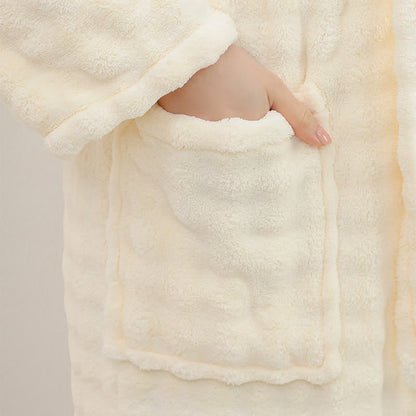 Ownkoti Simple Flannel Robe with Hood and Pockets - image 6