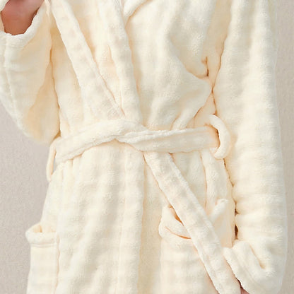 Ownkoti Simple Flannel Robe with Hood and Pockets - image 5