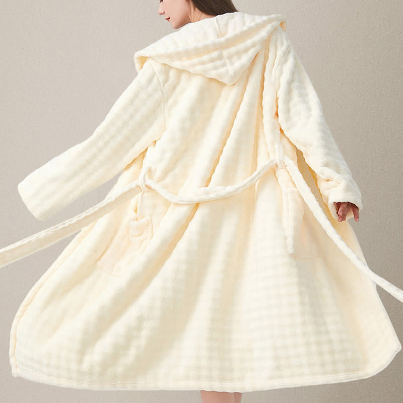 Ownkoti Simple Flannel Robe with Hood and Pockets - image 3