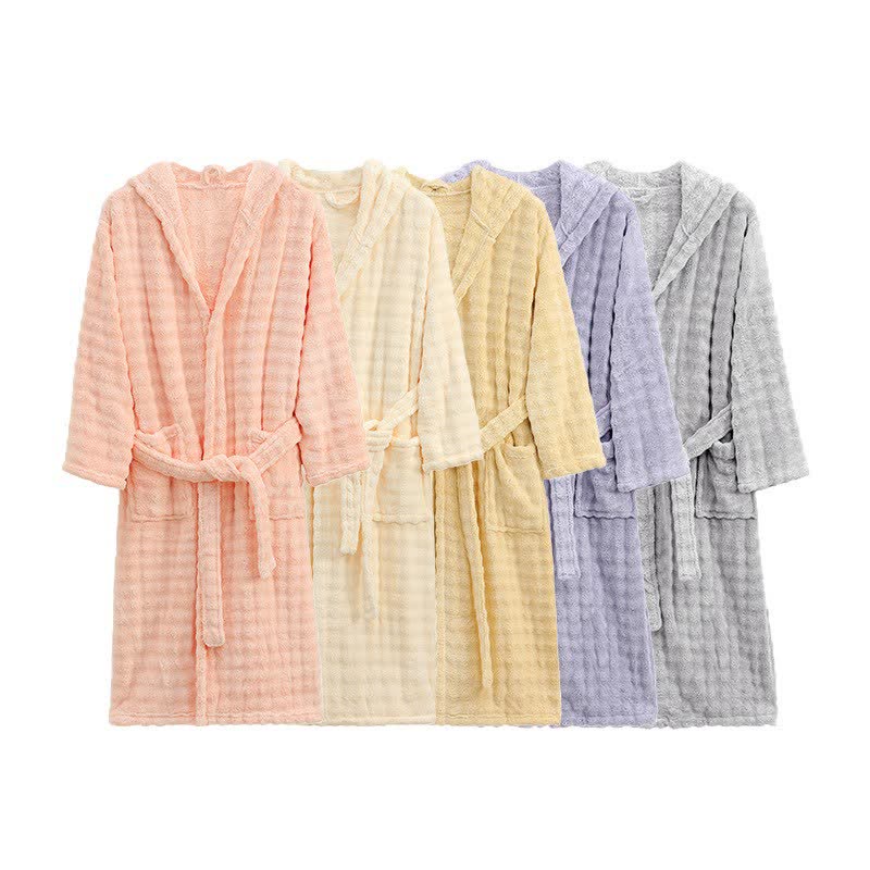 Ownkoti Simple Flannel Robe with Hood and Pockets - image 1