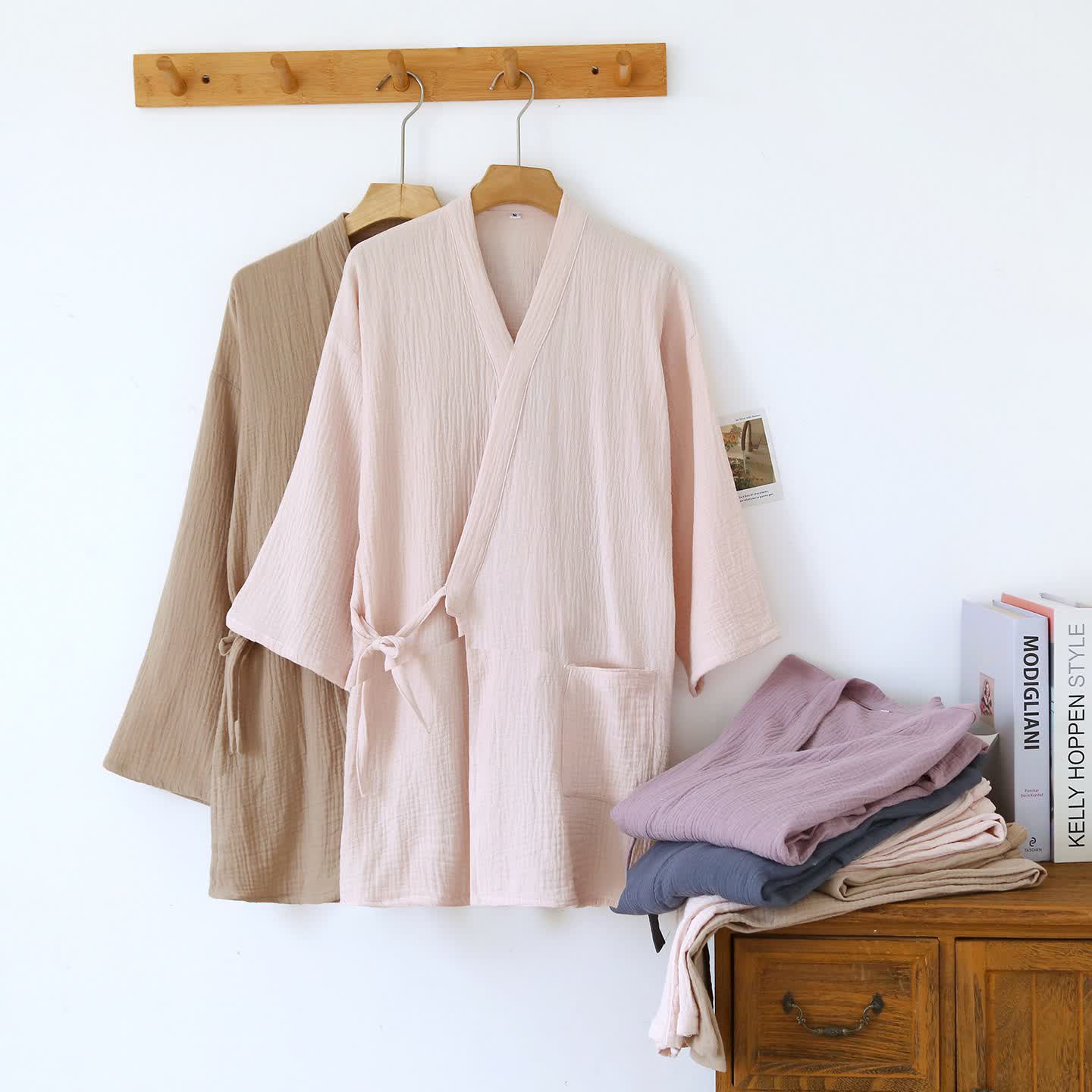 Ownkoti Unisex Minimalist Cotton Gauze Kimono Loungewear - image 1