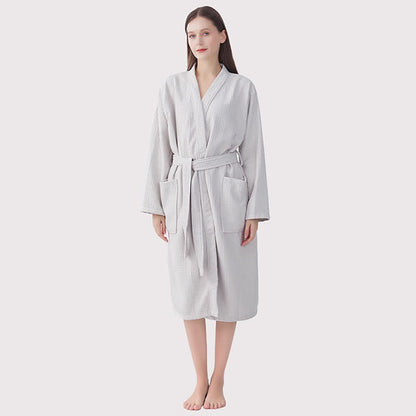 Ownkot Quick-drying Waffle Weave Cotton Spa Bathrobe - Light Gray - One size - image 1