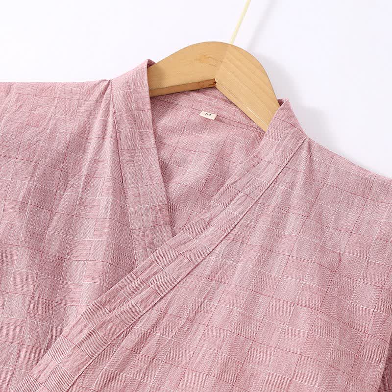 Ownkoti Subtle Plaid Cotton Gauze Kimono Loungewear - image 1