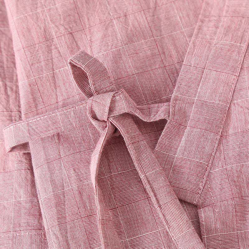 Ownkoti Subtle Plaid Cotton Gauze Kimono Loungewear - image 2