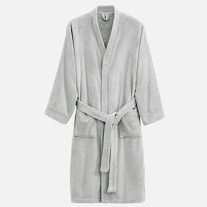 Ownkot Unisex Cozy Hotel & Spa Terry Cloth Robe - Light Gray - XL - image 12