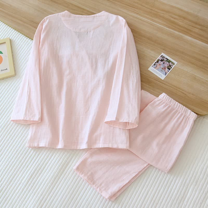 Ownkoti Floral Embroidery Cotton Gauze Kimono Loungewear - image 4