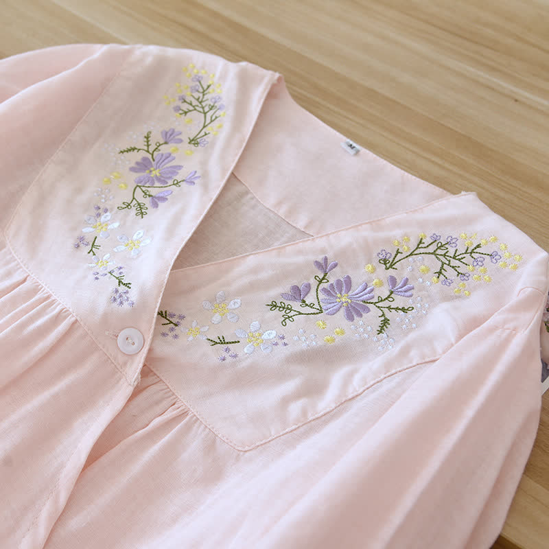 Ownkoti Floral Embroidery Cotton Gauze Kimono Loungewear - image 5