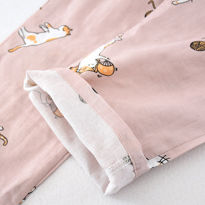 Ownkoti Couple Matching Cat Cotton Kimono Loungewear - image 14