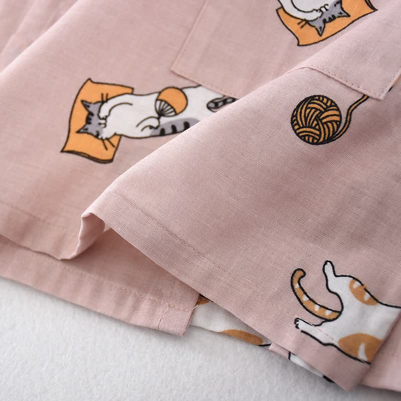Ownkoti Couple Matching Cat Cotton Kimono Loungewear - image 11