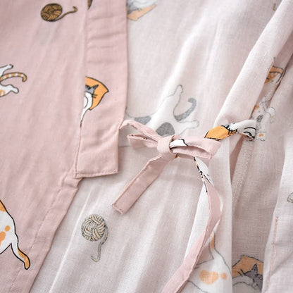 Ownkoti Couple Matching Cat Cotton Kimono Loungewear - image 16