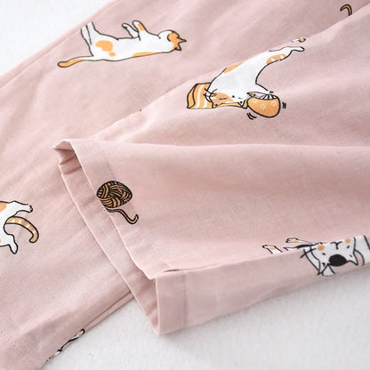 Ownkoti Couple Matching Cat Cotton Kimono Loungewear - image 8