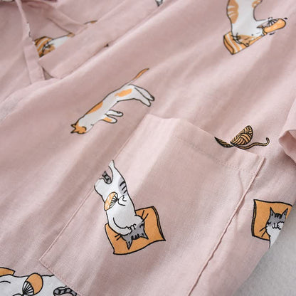 Ownkoti Couple Matching Cat Cotton Kimono Loungewear - image 17