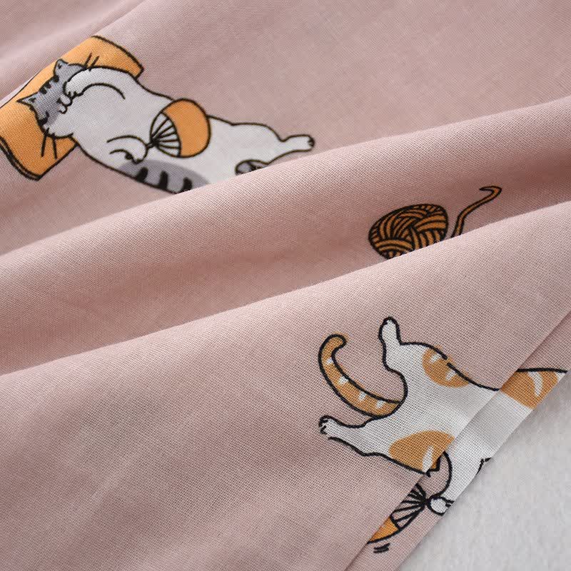 Ownkoti Couple Matching Cat Cotton Kimono Loungewear - image 9
