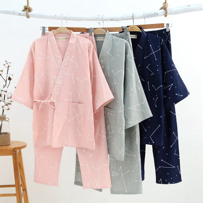 Ownkoti Couple Matching Line Cotton Kimono Loungewear - image 0