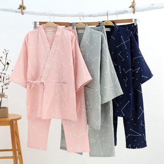 Ownkoti Couple Matching Line Cotton Kimono Loungewear - image 0