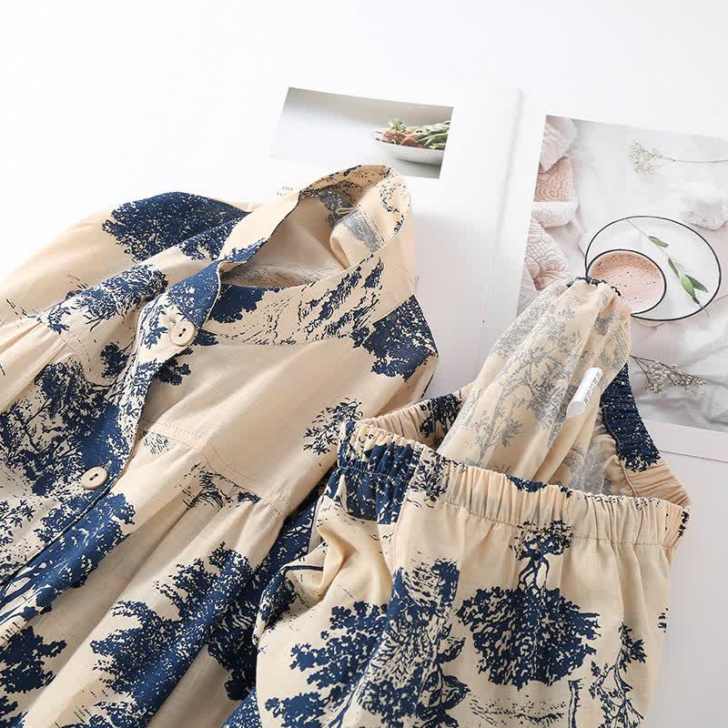 Ownkoti Retro Oriental Style Tree Cotton Loungewear - image 2