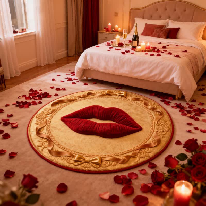 Ownkoti Red Lip 3D Effect Rug - 55" x 55" - image 0