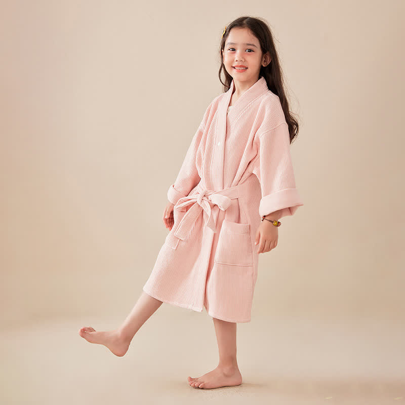 Ownkoti Solid Waffle Weave Cotton Child Bathrobe - image 6