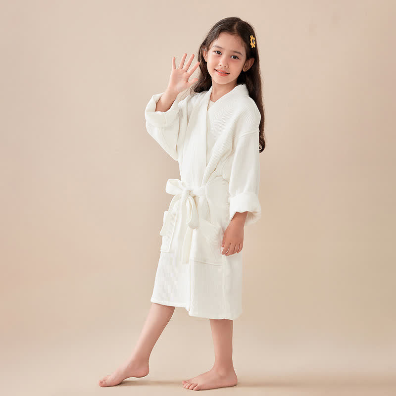 Ownkoti Solid Waffle Weave Cotton Child Bathrobe - image 2