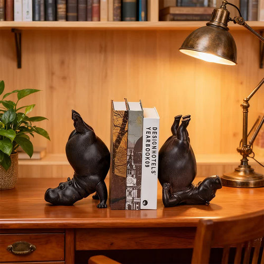 Ownkoti Resin Hippo Bookend Decorative Book Holder  - Black - image 0