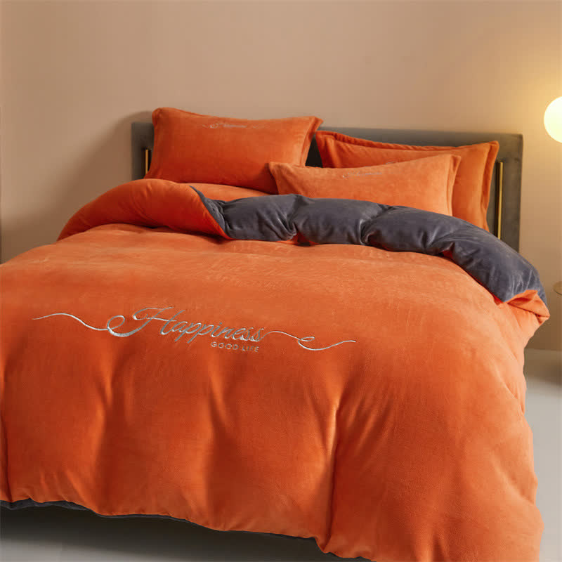 Ownkoti Happiness Embroidered Plush Bedding Set(4PCS) - image 2